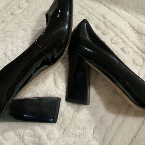 Franco Sarto Black Glossy Block Heels